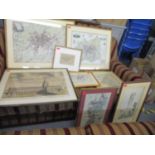 A quantity of framed and glazed maps of Manchester and Salford, Bolton, and Buckinghamshire to