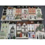 Eleven Hazle Boyles china models of flat back houses, signed