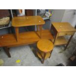 A small mixed lot of furniture to include a coffee table, two occasional tables and a two tier