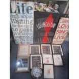 A mixed lot to include framed Star Wars pictures, clock in the form of a stopwatch, mirror,