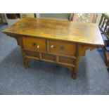 A Chinese Yangtze low elm table 51 x 51 x 95cm