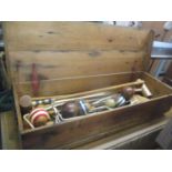 A Jaques & Son pine cased croquet set