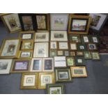 A large quantity of small and miniature framed, pictures, prints and plaques to include a Ken Taylor