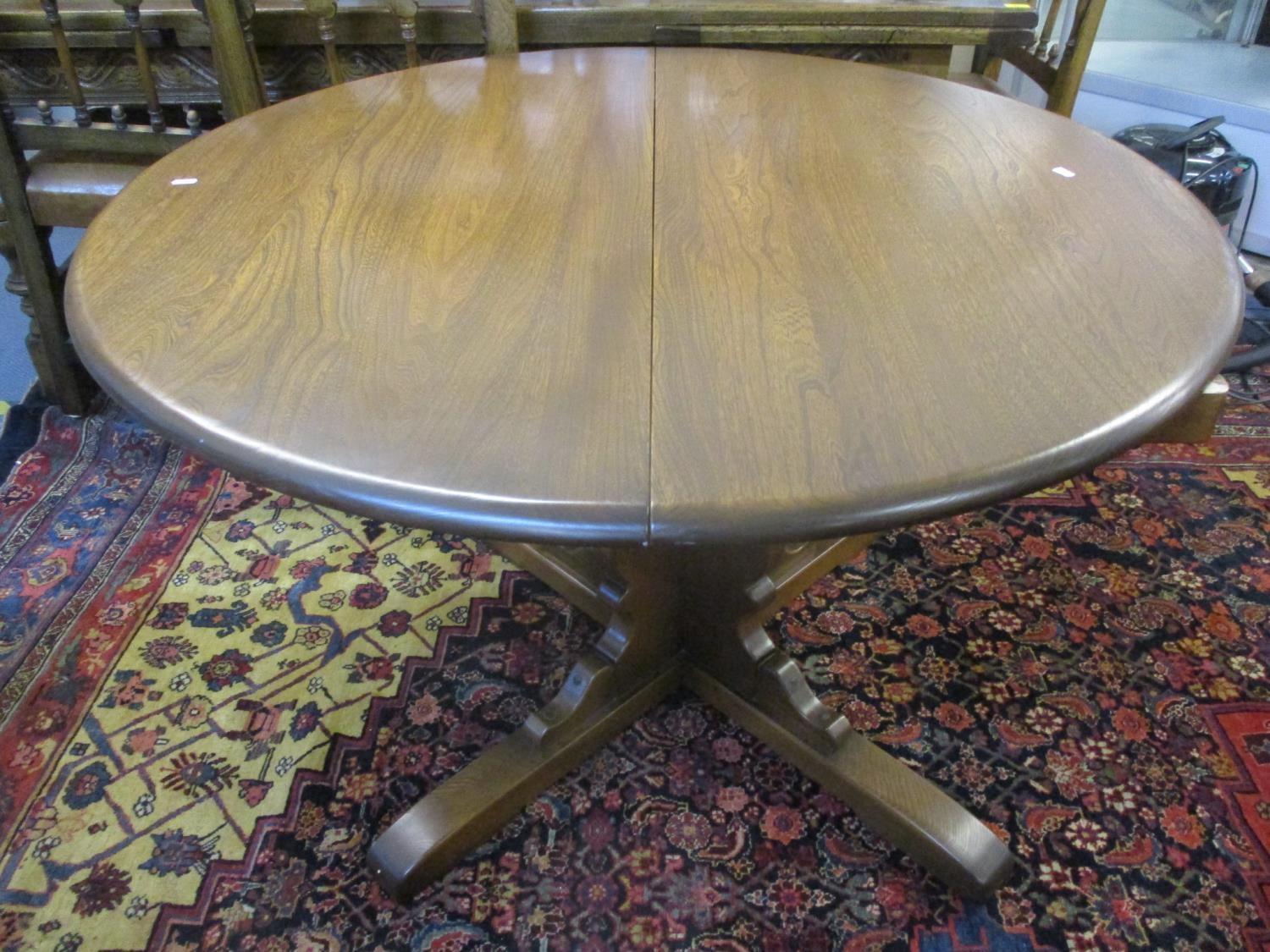 A reproduction mahogany sofa table, a reproduction nest of tables A/F, six Ercol chairs and an Ercol - Image 2 of 3