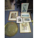 A Victorian orientalist watercolour depicting a metalware market stall in a town scene, unsigned,