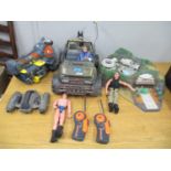 1990s Action men and vehicles to include a jeep, along with a Tracey Island model and four action