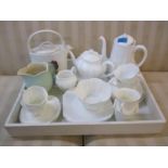 A Shelley white ground part tea and coffee set A/F to include a teapot and a coffee pot together