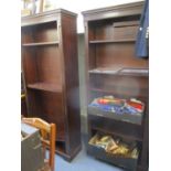 A pair of reproduction mahogany open bookcases 183.5 h x 80cm w