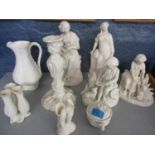 Mixed Parian figures, vases and other Parian items A/F