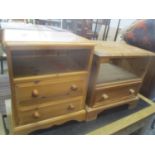 Mixed furniture to include two pine bedside tables, a pine cabinet, a games table and a barley twist