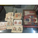 A Victorian anchor bricks child's set in wooden box with pamphlet