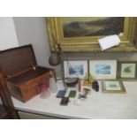Collectables to include a Victorian balance scales, a Lloyds Bank leather case, a silver plated