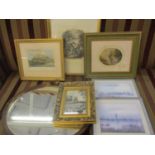 A quantity of prints to include Windsor Castle, together with a reproduction French style wall