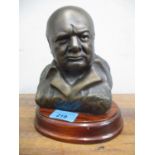 A bronzed composition bust of Churchill, marks to base edge
