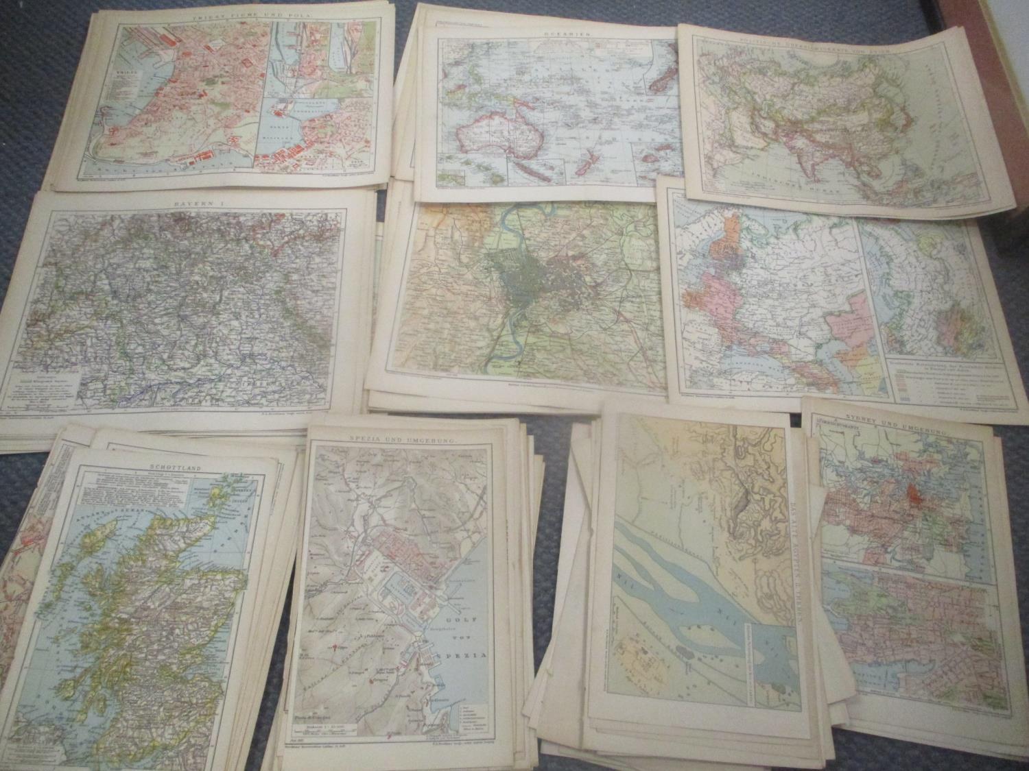 Comprehensive group of over one hundred early 20th century maps by F A Brockhaus including city-