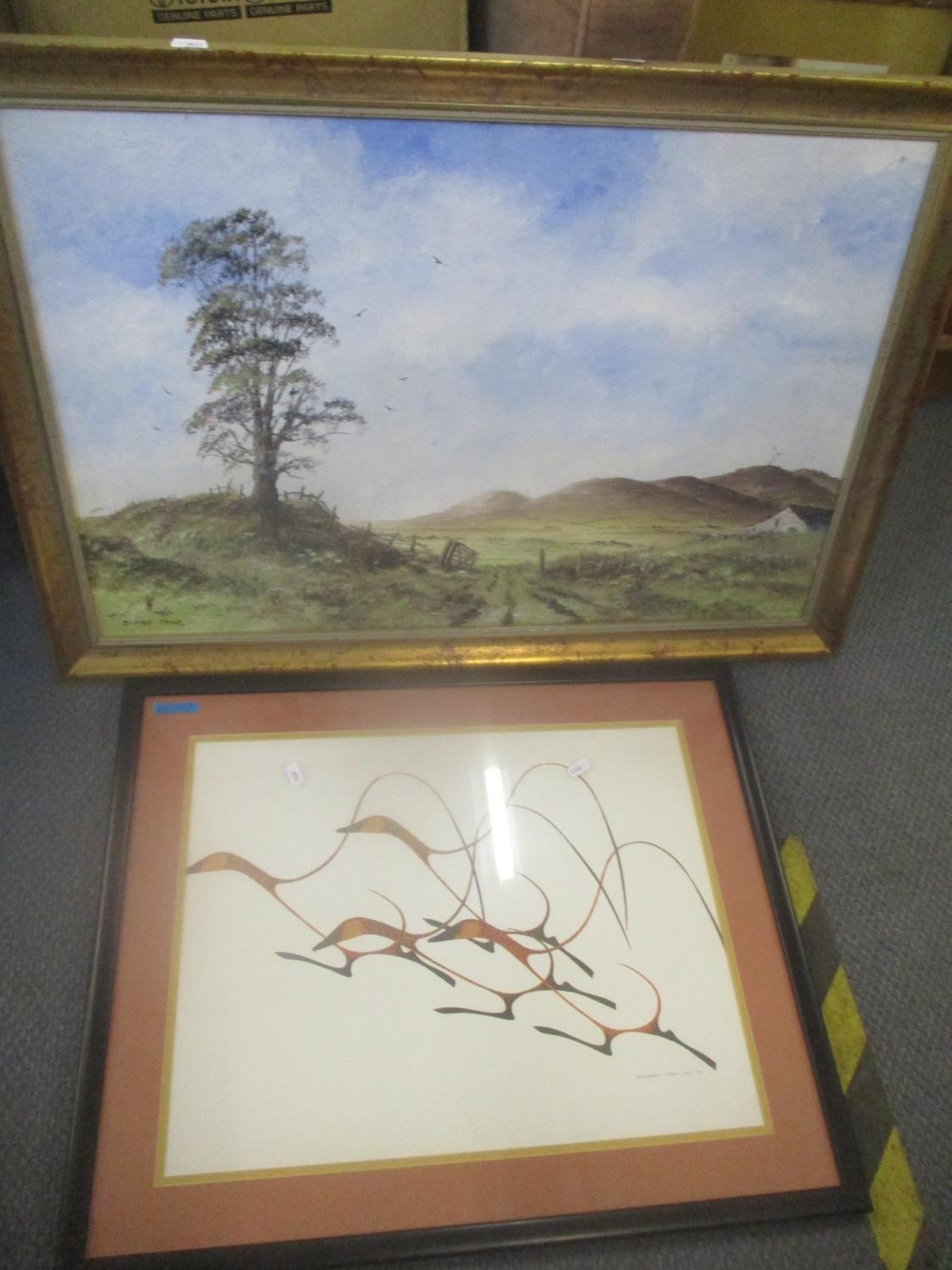 Two pictures to include Benjamin Chee Chee lithograph and Digby Page - oil on canvas entitle