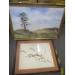 Two pictures to include Benjamin Chee Chee lithograph and Digby Page - oil on canvas entitle