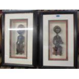 Two cased African treen figures seated