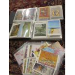 Two albums of late 20th century postcards, mainly of Art, together with a small quantity of