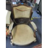 A late Victorian/early Edwardian salon chair A/F