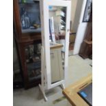 A white painted cheval swing mirror