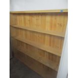 A large modern pine four tier open bookcase, 170 h x 188cm w