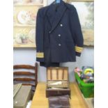 A wooden deed box containing First World War service papers of a Stoker at Portsmouth aboard HMS