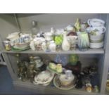 A large mixed lot to include Royal Cauldon vase, cow creamers, Noritake, Worcester Evesham and other