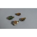 Four Gold Metal Semistone Charms or Pendants