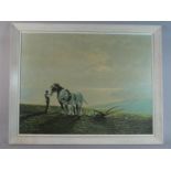 A Framed Coulson Print, Heavy Horses Ploughing, 75cm Wide