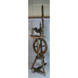 A Reproduction Wooden Spinning Wheel, Total Height 125cm