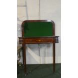 A Reproduction Inlaid Mahogany Games Table with Green Baize Playing Surface and Single Drawer on