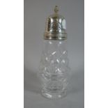 A Silver Topper Glass Sugar Sifter, Birmingham Hallmark