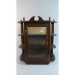 A MId 20th Century Wall Hanging Three Shelf Display Cabinet with Glazed Centre Section and Open