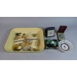 A Collection of Various Costume Jewellery, Estyma Alarm Clock, Ceramic Box Decorated with Dragon etc