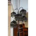 A Modern Chromed Five Branch Standard Lamp