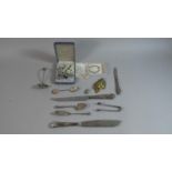 A Collection of Various Silver Handled and Silver Cutlery, Silver Plated Items, Costume Jewellery,