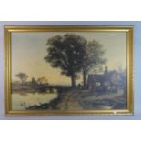 A Large Gilt Framed Print Depicting Riverside Inn, 89cm wide