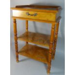 A Reproduction Galleried Three Tier Side Table with Top Drawer, 46cm Wide