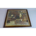 A Framed Print Depicting Chess Players, 46cm Wide