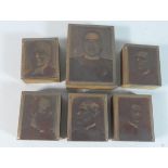 A Box Containing Six Small Copper Printing Plates, Portraits of Gentlemen