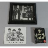 A Collection of Beatles Ephemera to Include Playing Cards, Publicity Fan Club Photo and a Framed