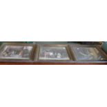 A Set of Three Oak Framed Mary Dovaston Prints Depicting Gentleman's Club Interior, Each 45cm Wide