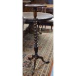 A Mid 20th Century Mahogany Tripod Torchere Stand with Barley Twist Support, 107cm High