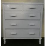 An Edwardian White Painted Bedroom Chest of Two Short and Three Long Drawers, 95cm Wide