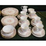 A Collection of Royal Crown Derby "Lucienne" Dinner, Side Plates and Bowls Together with Royal