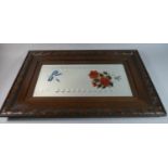 An Edwardian Oak Framed Gypsy Mirror Decorated with Lucky Horseshoe and Roses, 82cm high