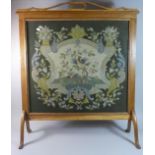 A Large Oak Framed Edwardian Tapestry Fire Screen, 82cm Wide