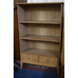 A Modern Three Shelf Open Bookcase with Two Base Drawers, 88cm Wide