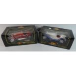 Two Boxed Burago Diecasts, Alfa Romeo Spider (1932) and Alfa Romeo Monza (1931)